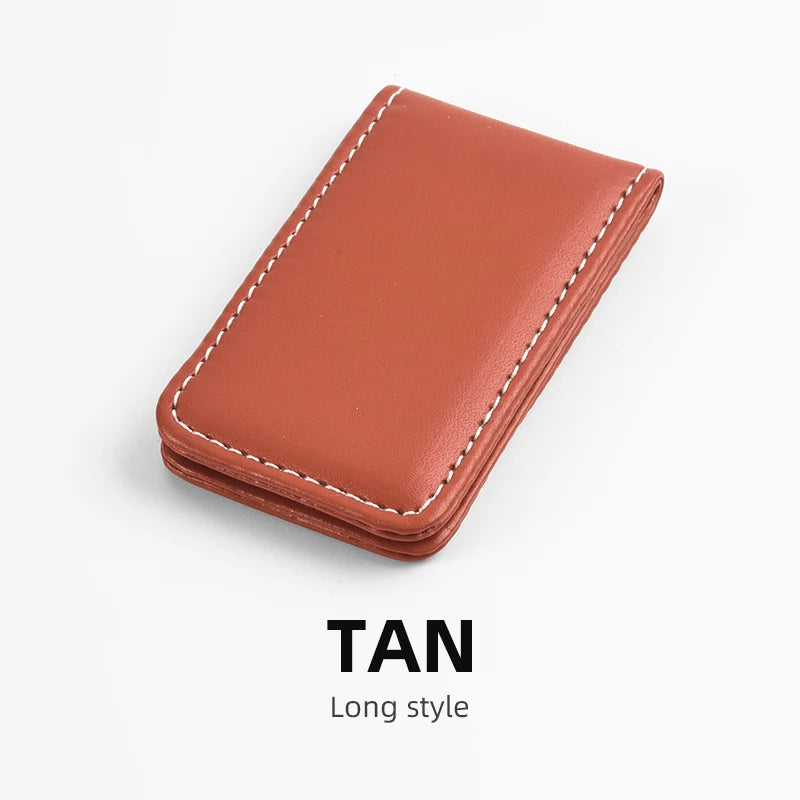 Money Clip Wallet Slim Men Women Vintage Strong Magnet Money Clip Cow PU Leather Pocket Clamp Credit Card Cash Case Holder