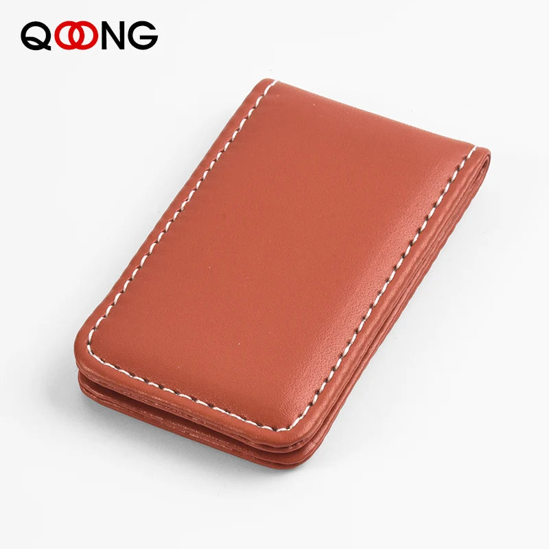 Money Clip Wallet Slim Men Women Vintage Strong Magnet Money Clip Cow PU Leather Pocket Clamp Credit Card Cash Case Holder