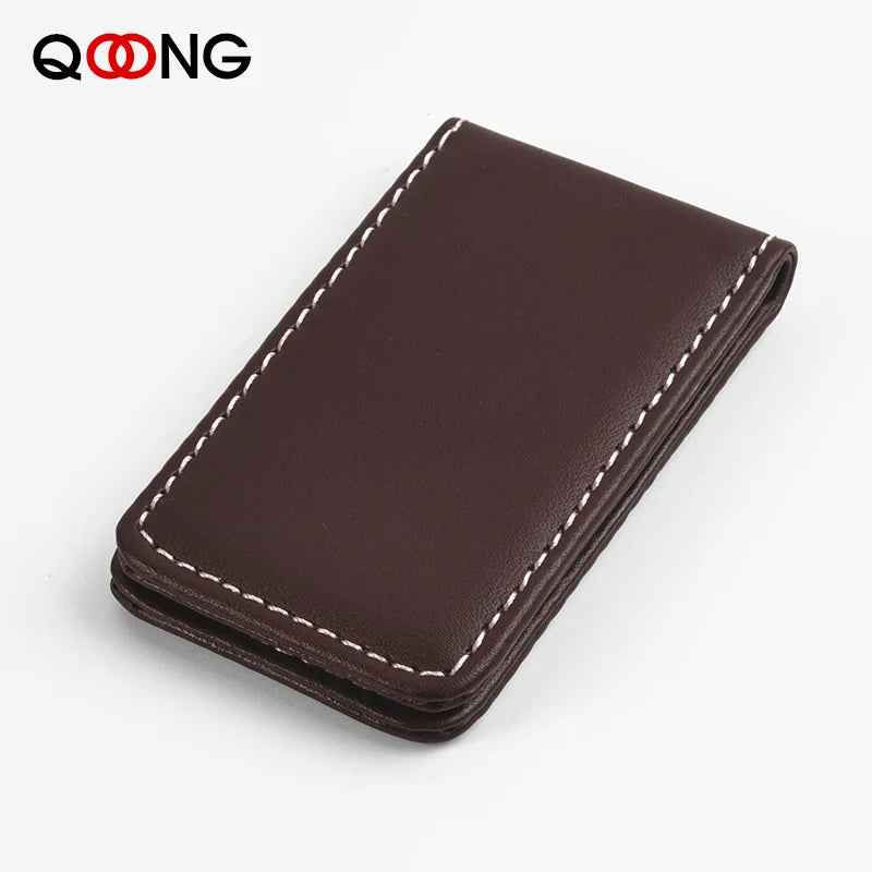 Money Clip Wallet Slim Men Women Vintage Strong Magnet Money Clip Cow PU Leather Pocket Clamp Credit Card Cash Case Holder