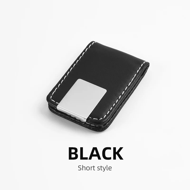 Money Clip Wallet Slim Men Women Vintage Strong Magnet Money Clip Cow PU Leather Pocket Clamp Credit Card Cash Case Holder