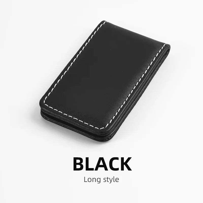 Money Clip Wallet Slim Men Women Vintage Strong Magnet Money Clip Cow PU Leather Pocket Clamp Credit Card Cash Case Holder