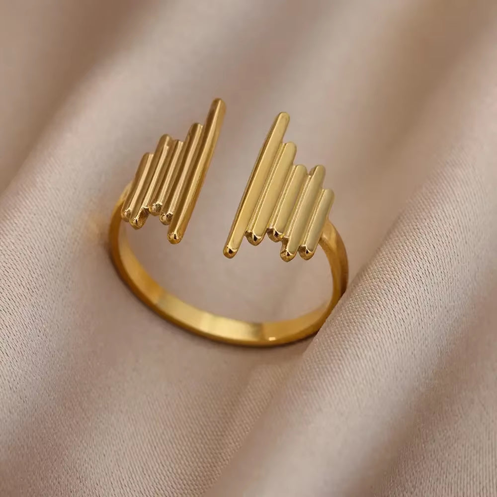 Stainless Steel Rings for Women Aesthetic Heart Gold Color Wedding Ring Vintage Waterproof Wedding Jewelry Prom Accessories Gift
