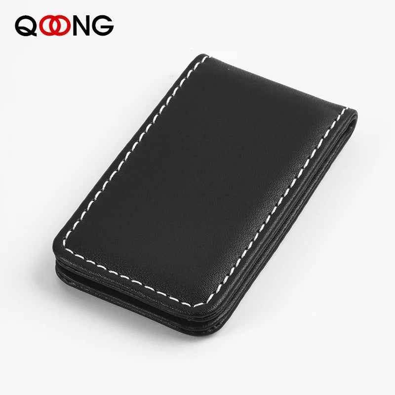 Money Clip Wallet Slim Men Women Vintage Strong Magnet Money Clip Cow PU Leather Pocket Clamp Credit Card Cash Case Holder