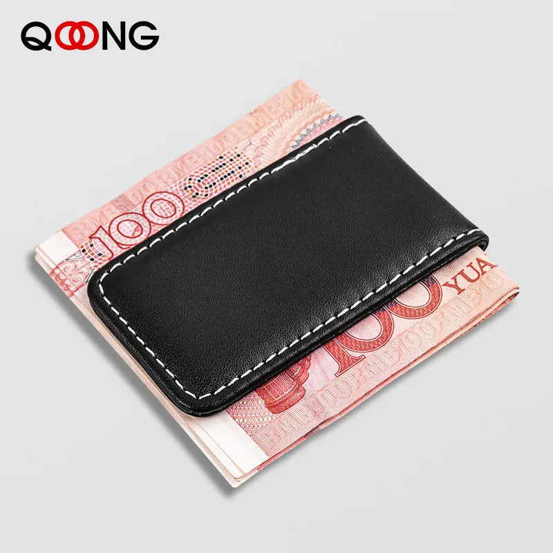 Money Clip Wallet Slim Men Women Vintage Strong Magnet Money Clip Cow PU Leather Pocket Clamp Credit Card Cash Case Holder