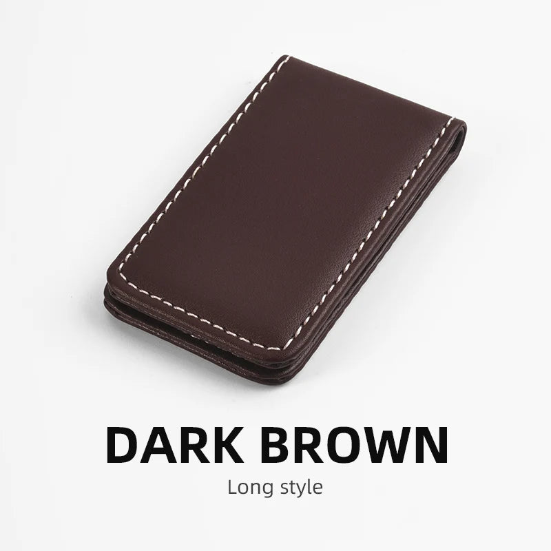 Money Clip Wallet Slim Men Women Vintage Strong Magnet Money Clip Cow PU Leather Pocket Clamp Credit Card Cash Case Holder